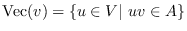 $\mbox{\rm Vec}(v) = \{u\in V\vert\ uv\in A\}$