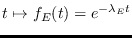 $t\mapsto f_E(t) = e^{-\lambda_E t}$