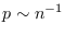 $p\sim n^{-1}$